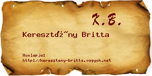 Keresztény Britta névjegykártya